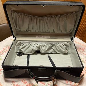 Vintage Hartmann Black Suitcase with Original Key & Shoe Bag